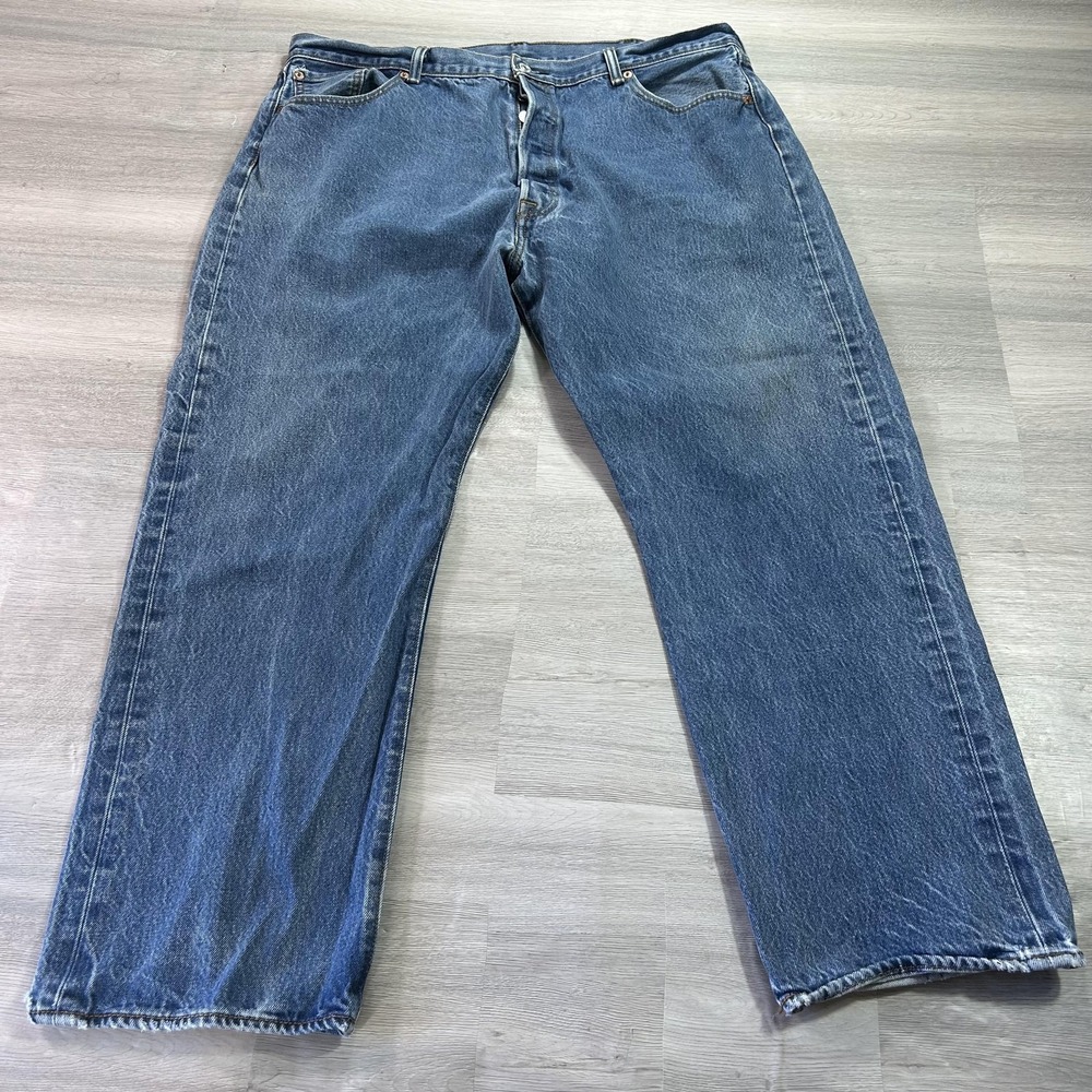 Levis 501 Jeans Mens 40x29 (44x32) Blue Button Fly‎ Straight Denim Medium Wash